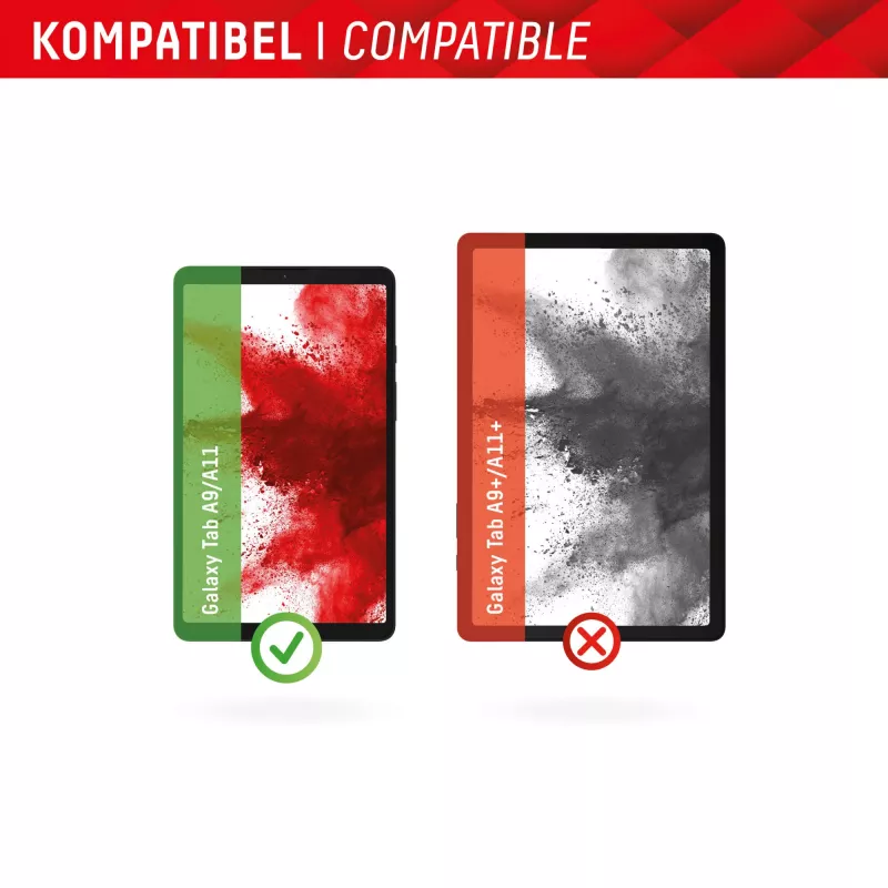 Displex Planšetės stiklas (9H) Samsung Galaxy Tab A11/A9, EASY-ON® Eco tvirtinimo rėmelis, nedūžtantis