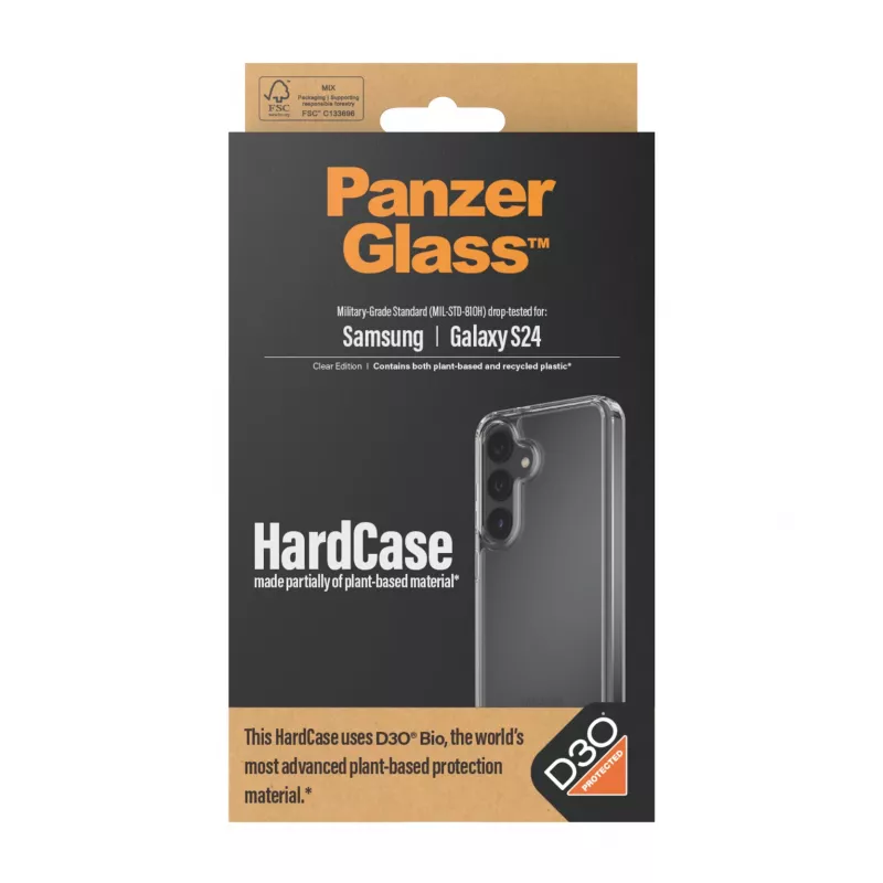 Dangtelis PanzerGlass HardCase su D3O Samsung Galaxy S24 permatomas