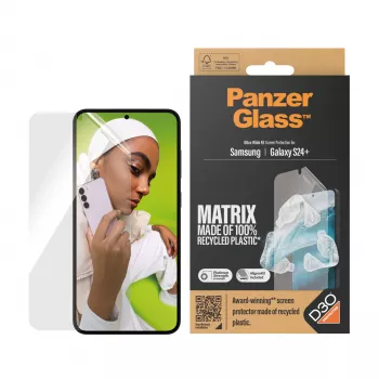 PanzerGlass® ECO MATRIX ekrano apsauga su D3O® Samsung Galaxy S24+ | Itin platus pritaikymas su išlygiavimo rinkiniu