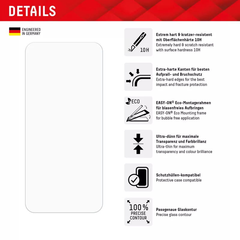 Displex apsauginis ekrano stiklas (10H) skirtas Xiaomi 14, EASY-ON® Eco tvirtinimo rėmelis, atsparus įbrėžimams