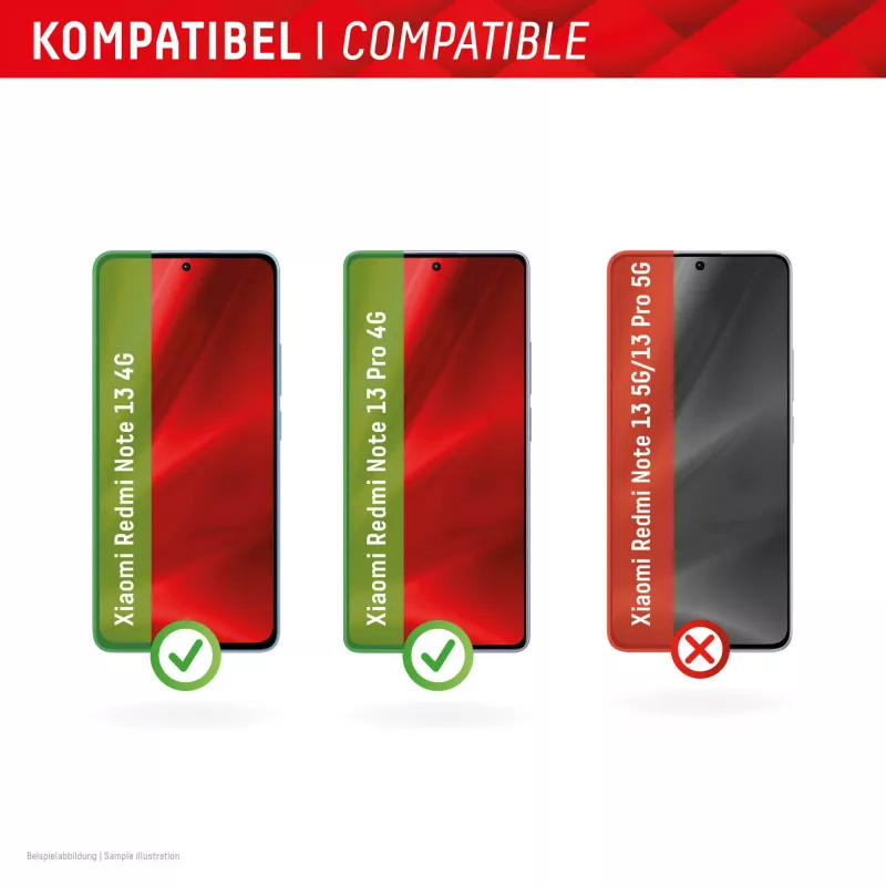Displex ekrano apsauga (10H)„Xiaomi Redmi Note 13 4G/13 Pro 4G“, „Eco“ montavimo rėmelis, atspari įbrėžimams