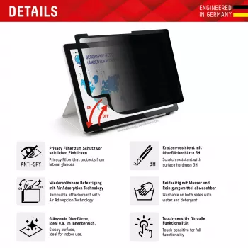 Displex TABLET PRIVACY SAFE nuimamas dvipusis privatumo filtras, skirtas iPad 10,2 col. (7/8/9 kartos)