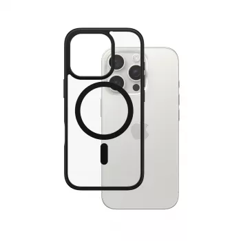 PanzerGlass ® HardCase permatomas su juodu MagSafe ir rėmeliu iPhone 16 Pro