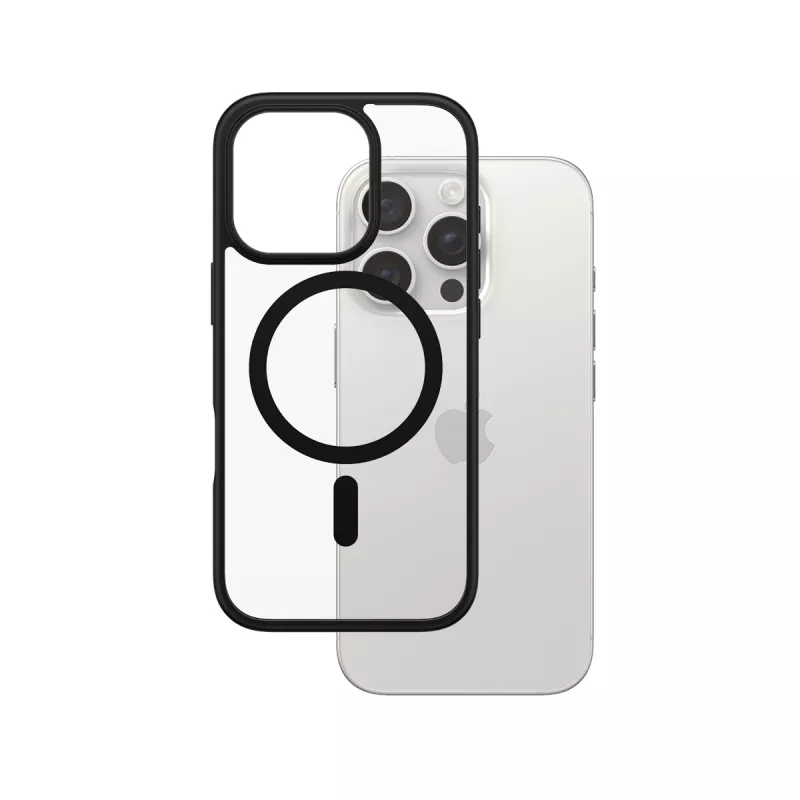 PanzerGlass ® HardCase permatomas su juodu MagSafe ir rėmeliu iPhone 16 Pro