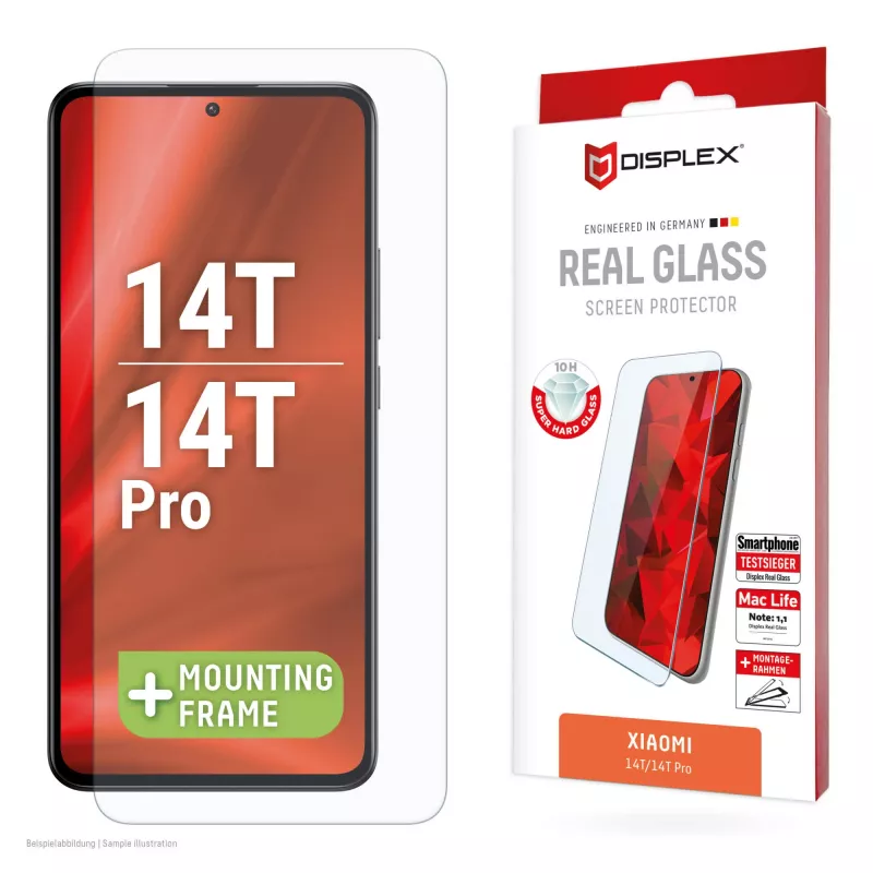 Displex ekrano apsauga (10H) Xiaomi 14T, 14T Pro, EKO tvirtinimo rėmelis, atspari įbrėžimams