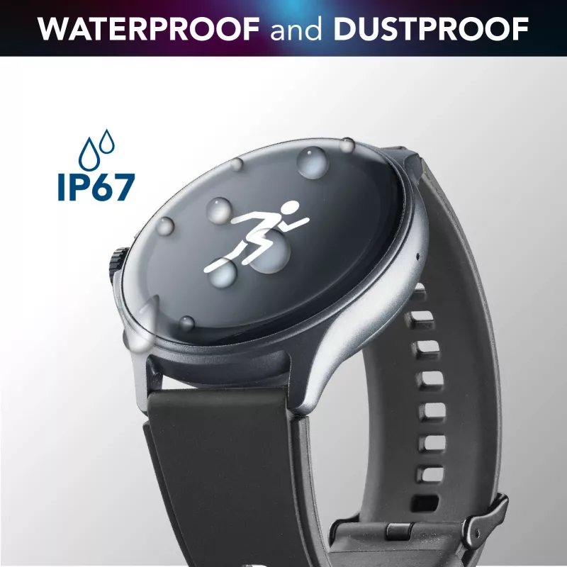 Cellularline ION PRO Round Bluetooth® išmanusis laikrodis su programėle, 3,51 cm (1,38 colio), TFT, jutiklinis ekranas, 0,00064 GB, 98 g