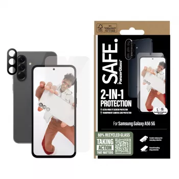 “PanzerGlass SAFE. by ®” 2-in-1 rinkinys, skirtas “Samsung Galaxy A56 5G”, atsparus įbrėžimams ir smūgiams