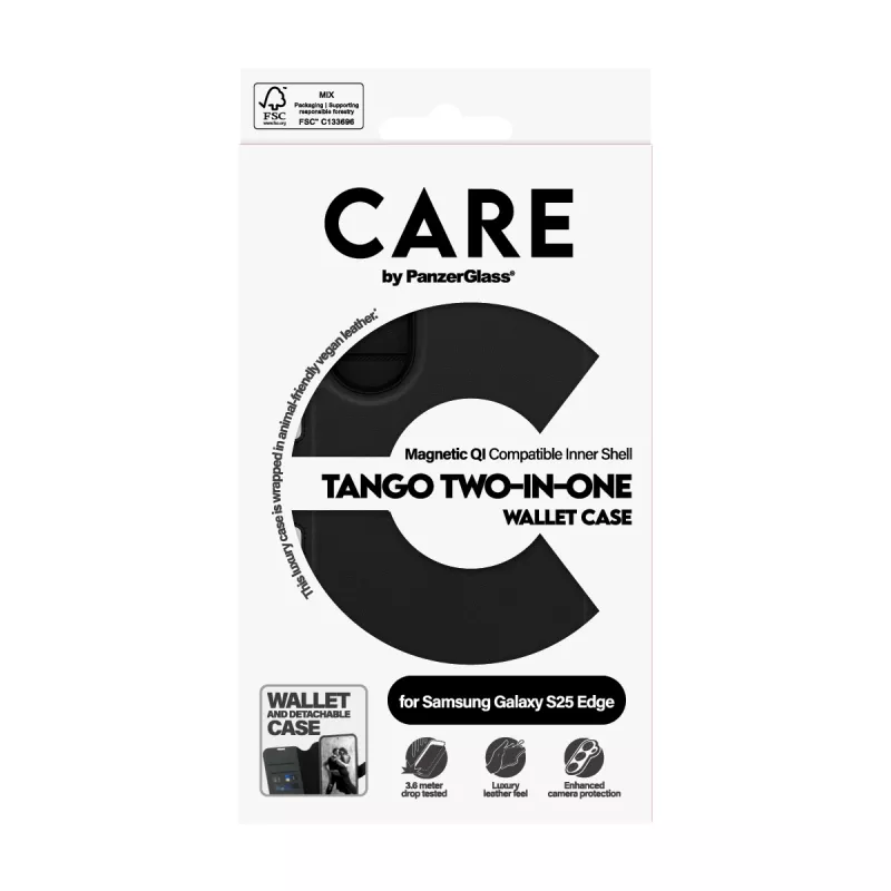 PanzerGlass CARE™ by ® Tango 2-in-1 piniginė-dėklas su Qi suderinamumu Samsung S25 Edge