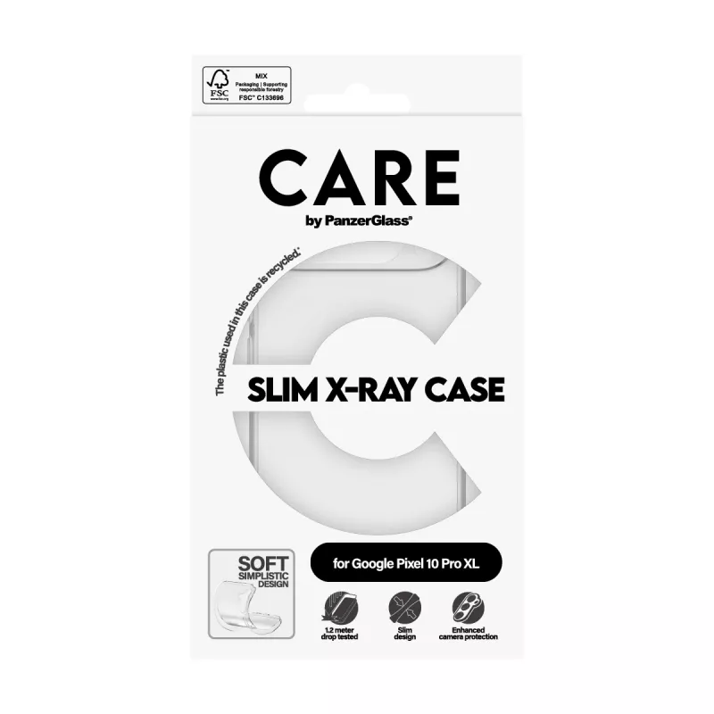 PanzerGlass CARE pagal „madingas dėklas“ permatomas „X-Ray Soft“ dėklas „Google Pixel 10 Pro XL“