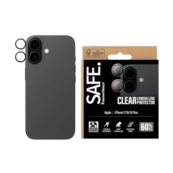 Fotoaparato objektyvo apsauga PanzerGlass SAFE, skirta iPhone 17 / 16 / 16 Plus, atspari įbrėžimams ir smūgiams, skaidri
