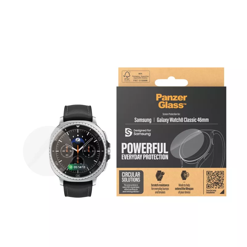 Ekrano apsauga PanzerGlass Samsung Galaxy Watch8 Classic 46mm, atspari įbrėžimams ir smūgiams