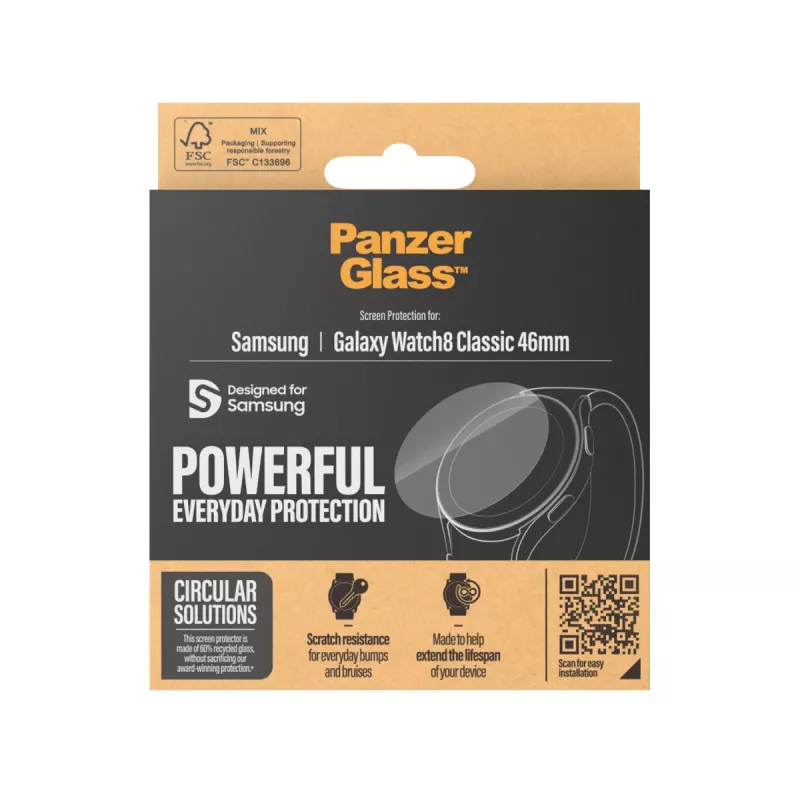 Ekrano apsauga PanzerGlass Samsung Galaxy Watch8 Classic 46mm, atspari įbrėžimams ir smūgiams