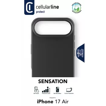 Cellularline Sensation - iPhone Air itin minkštas silikoninis dėklas su minkštu paviršiumi, puikiai tinkantis apsaugoti kiekvieną jūsų iPhone Air detalę su elegancija ir komfortu.