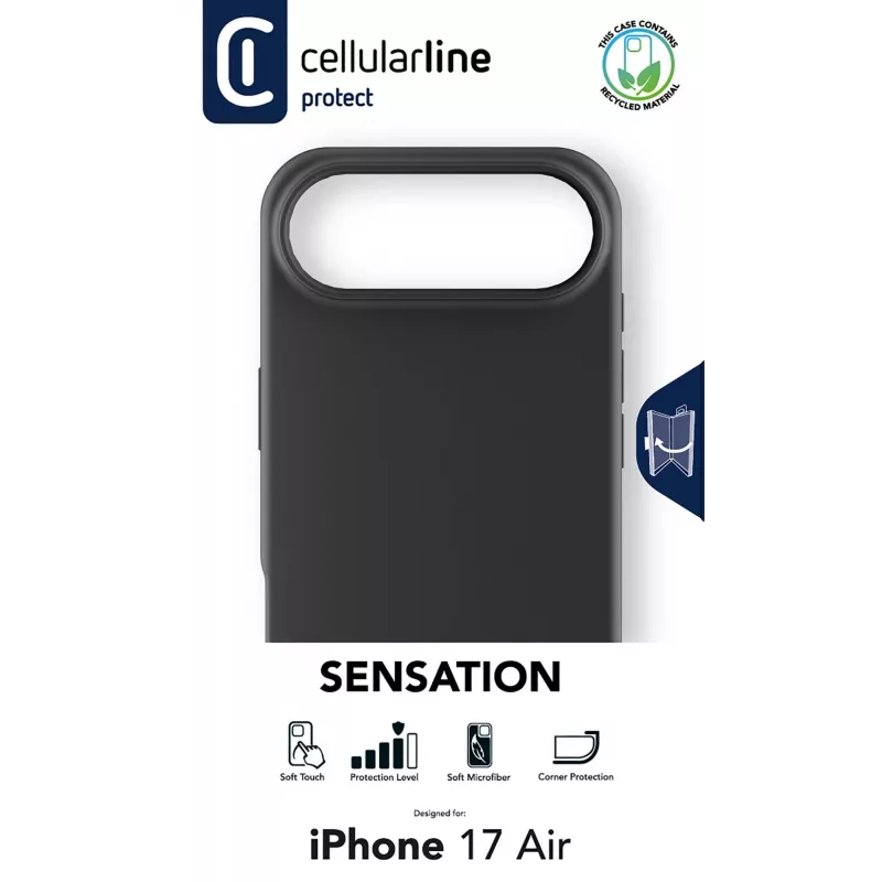 Cellularline Sensation - iPhone Air itin minkštas silikoninis dėklas su minkštu paviršiumi, puikiai tinkantis apsaugoti kiekvieną jūsų iPhone Air detalę su elegancija ir komfortu.