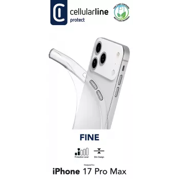 Cellularline Fine - iPhone 17 Pro Max, Dėklas, Apple, iPhone 17 Pro Max, 17,5 cm (6,9 colio), Skaidrus