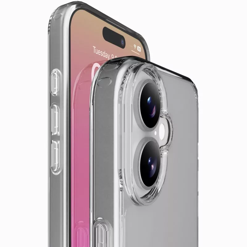 Cellularline Clear Protect - iPhone 17 kietas dėklas su guminiais kraštais