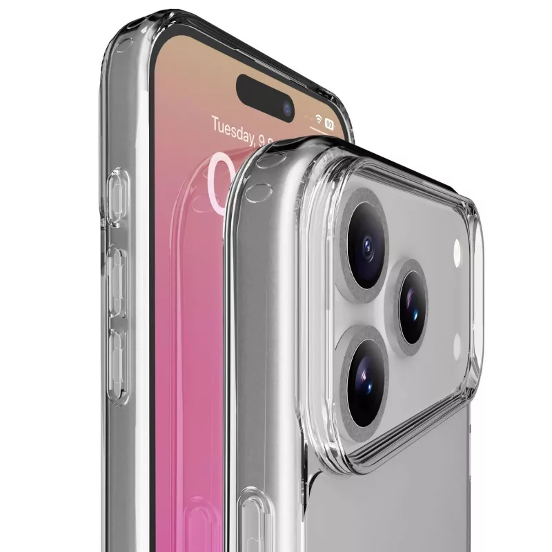 Cellularline Clear Protect - iPhone 17 Pro Max kietas dėklas su guminiais kraštais