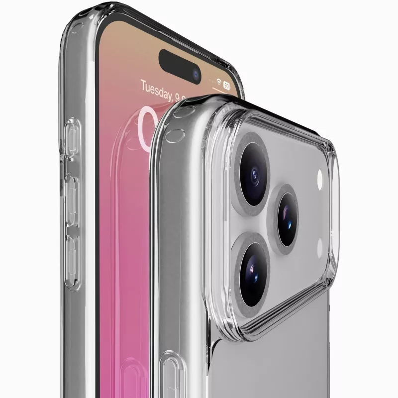 Cellularline Clear Protect - iPhone 17 Pro Max kietas dėklas su guminiais kraštais