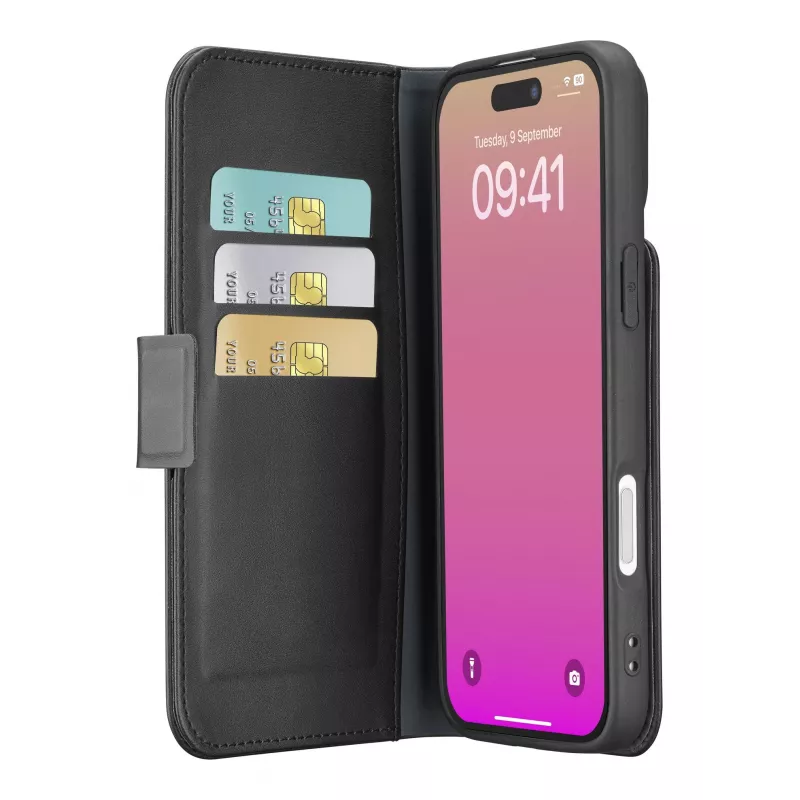 Cellularline Book Agenda - iPhone 17 odinės tekstūros knygos tipo dėklas su magnetiniu užsegimu