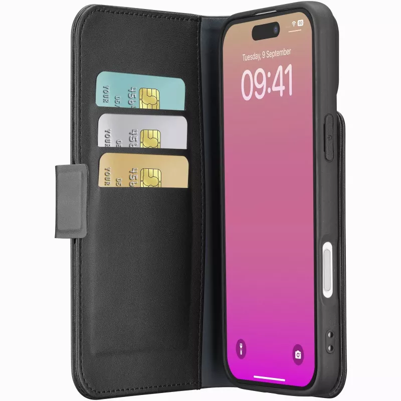 Cellularline Book Agenda - iPhone 17 odinės tekstūros knygos tipo dėklas su magnetiniu užsegimu