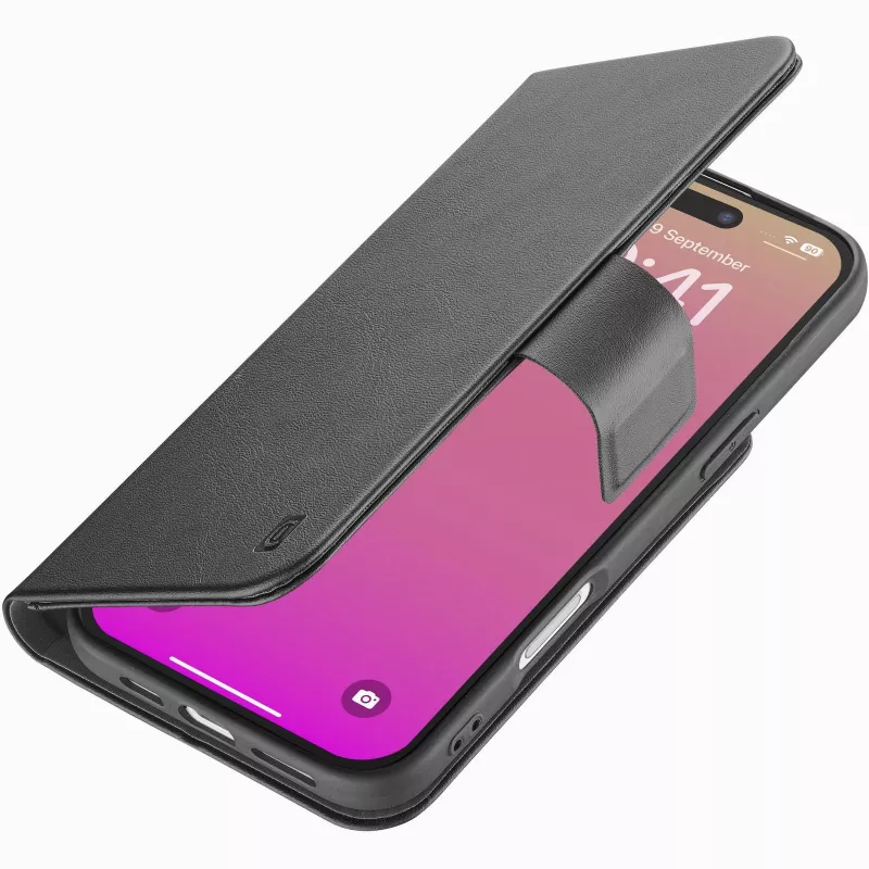 Cellularline Book Agenda - iPhone 17 odinės tekstūros knygos tipo dėklas su magnetiniu užsegimu
