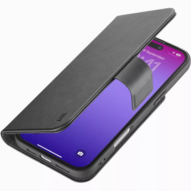 Cellularline Book Agenda - iPhone 17 Pro odinės išvaizdos dėklas-knygelė su magnetiniu užsegimu