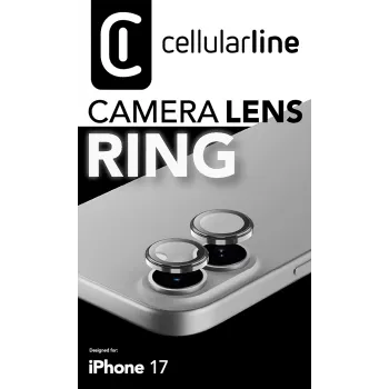 Cellularline Camera Lens Ring - iPhone 17 Grūdintas stiklas kameros apsaugai