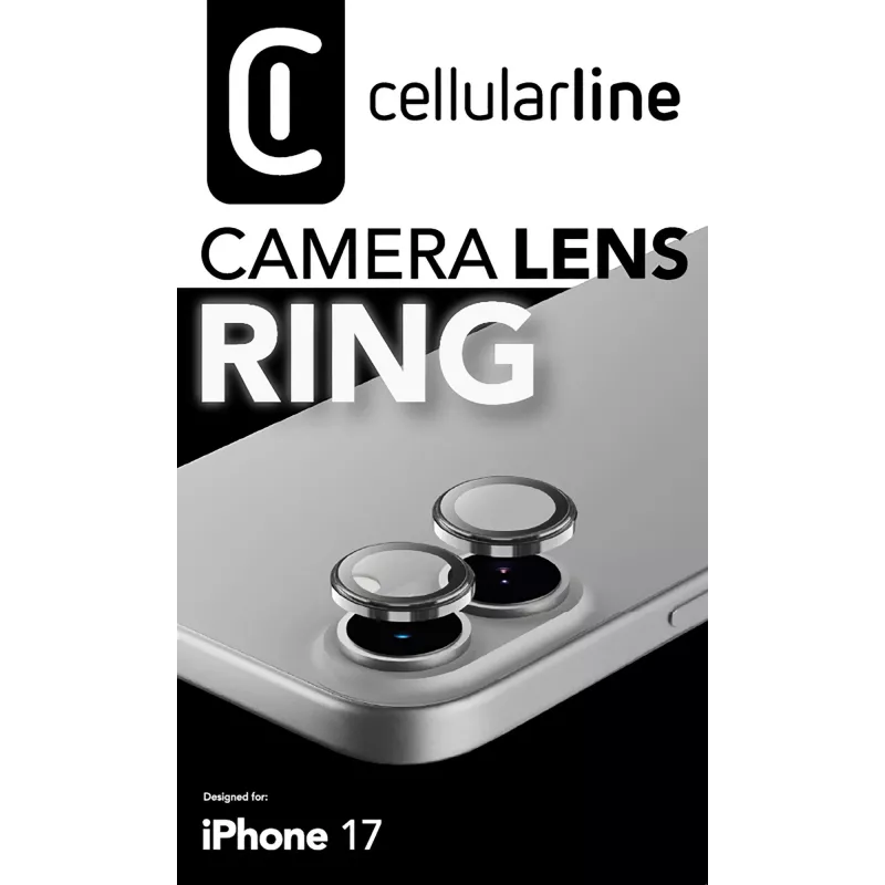 Cellularline Camera Lens Ring - iPhone 17 Grūdintas stiklas kameros apsaugai