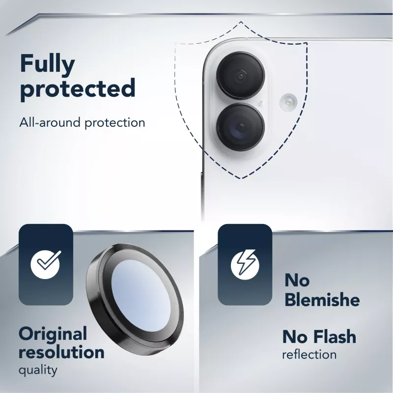Cellularline Camera Lens Ring - iPhone 17 Grūdintas stiklas kameros apsaugai