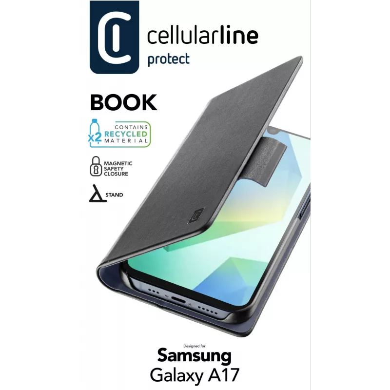 Cellularline Book - Galaxy A17 knygelės tipo dėklas, Folio, Samsung, Galaxy A17, 17 cm (6,7 col.), Juoda