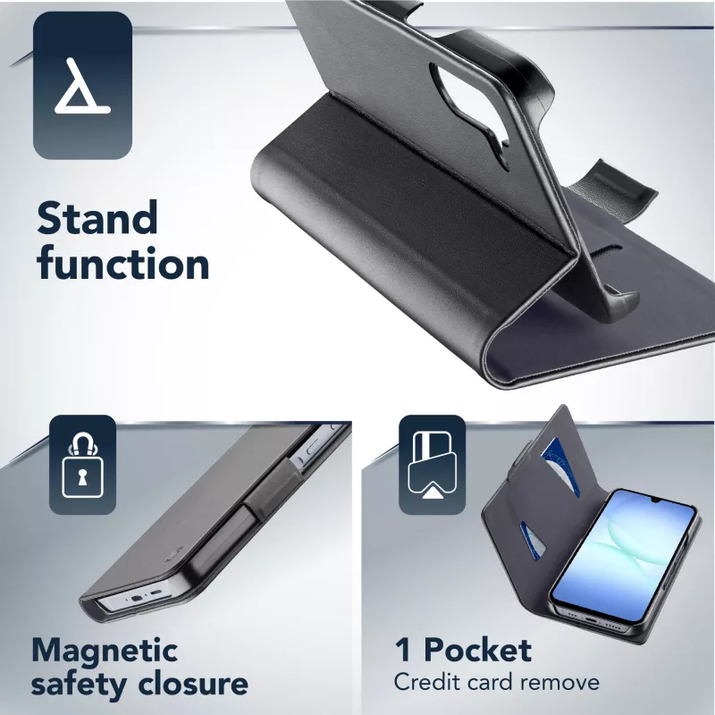 Cellularline Book - Galaxy A17 knygelės tipo dėklas, Folio, Samsung, Galaxy A17, 17 cm (6,7 col.), Juoda