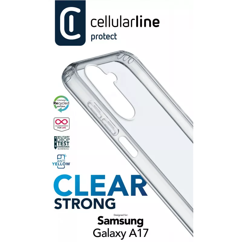 Cellularline Clear Strong - Galaxy A17 kietas dėklas su guminiais kraštais
