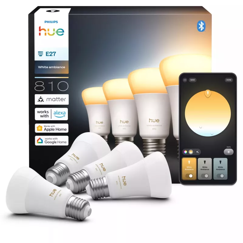 Išmanioji lemputė Philips Hue White ambiance A60 E27 6W Bluetooth Zigbee