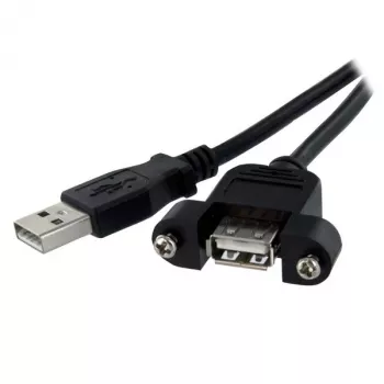 StarTech.com 1 pėdos panelinio montavimo USB laidas A į A – F/M, 0,3 m, USB A, USB A, USB 2.0, vyriška/moteriška, juoda