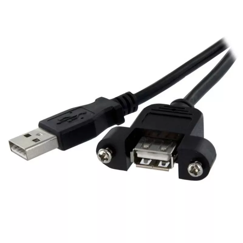 StarTech.com 1 pėdos panelinio montavimo USB laidas A į A – F/M, 0,3 m, USB A, USB A, USB 2.0, vyriška/moteriška, juoda