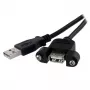StarTech.com 1 pėdos panelinio montavimo USB laidas A į A – F/M, 0,3 m, USB A, USB A, USB 2.0, vyriška/moteriška, juoda