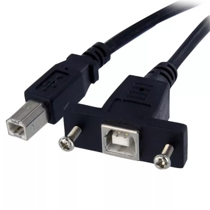 StarTech.com 3 pėdų skydinio montavimo USB kabelis B į B – patinas/patelė, 0,91 m, USB B, USB B, USB 2.0, 0,48 Gbit/s, juoda