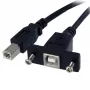 StarTech.com 3 pėdų skydinio montavimo USB kabelis B į B – patinas/patelė, 0,91 m, USB B, USB B, USB 2.0, 0,48 Gbit/s, juoda