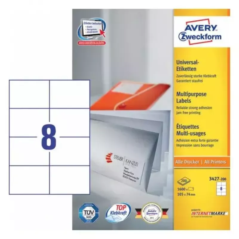 Lipnios etiketės stačiakampės AVERY 3427-200