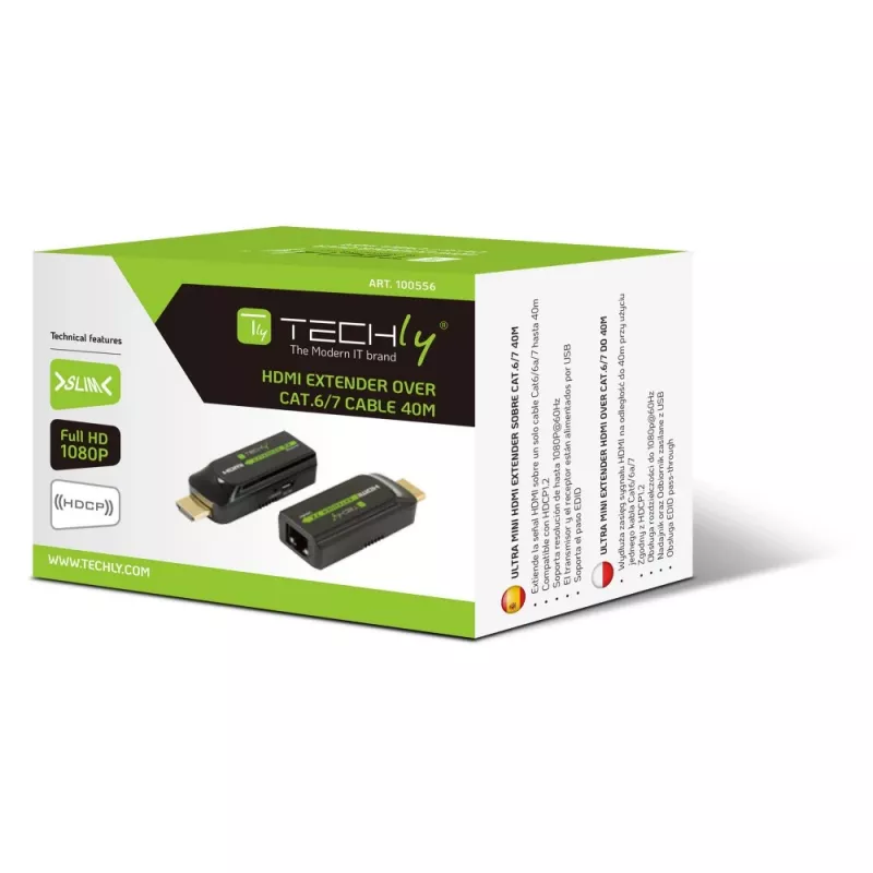 Techly IDATA EXT-E70S AV plėstuvas AV siųstuvas-imtuvas juodas