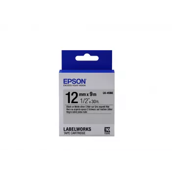 Epson Label Cartridge Matte LK-4SBE Juoda/Matt Sidabrinė 12mm (9m)