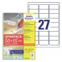 Lipnios spausdintuvo etiketės AVERY L4737REV-65 Baltos 6,35x2,96 cm