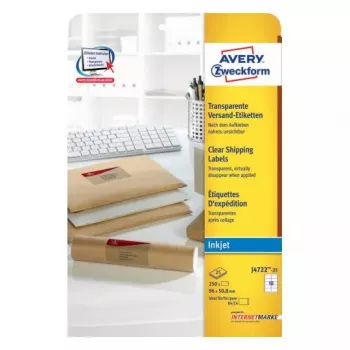 Lipnios etiketės Avery J4722-25 Užapvalintas stačiakampis Skaidrios