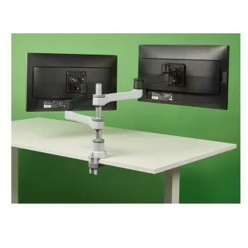 “R-Go Tools” monitoriaus laikiklis “R-Go Zepher Dual”, skirtas dviem monitoriams, pilnai reguliuojamas, 0–8 kg keliamoji galia, 100 % žiedinis, juodas
