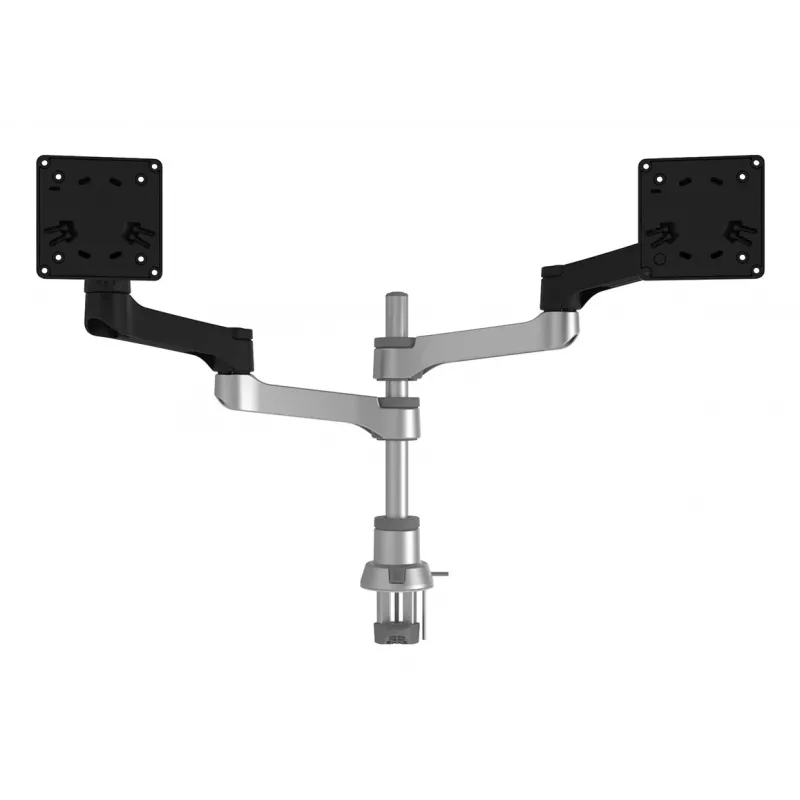 “R-Go Tools” monitoriaus laikiklis “R-Go Zepher Dual”, skirtas dviem monitoriams, pilnai reguliuojamas, 0–8 kg keliamoji galia, 100 % žiedinis, juodas