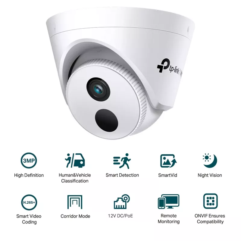 TP-Link VIGI C430I Bullet IP apsaugos kamera, skirta naudoti patalpose ir lauke, 2304 x 1296 pikseliai, montuojama ant lubų