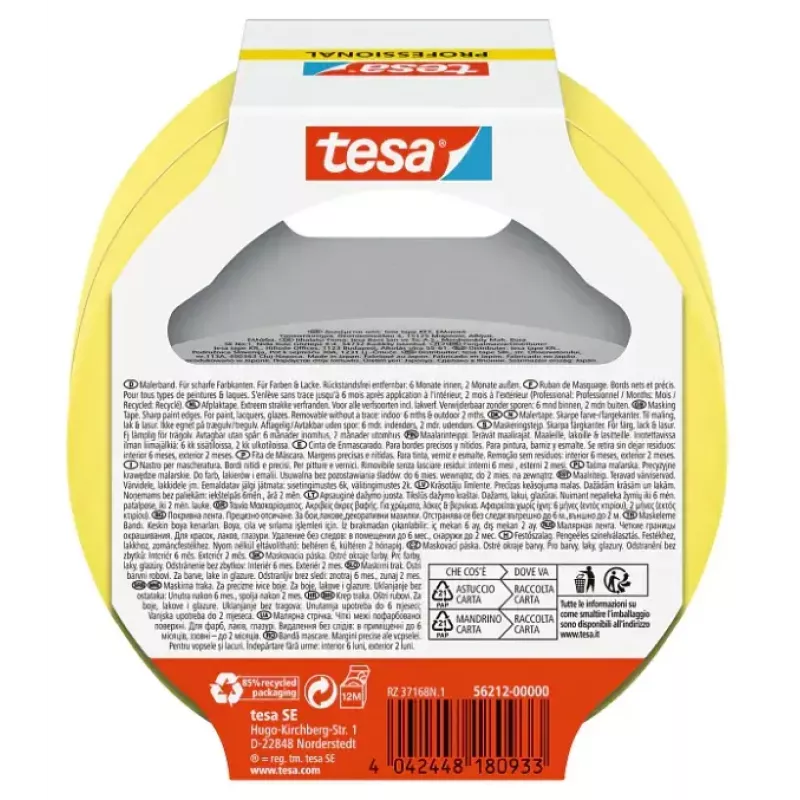 Lipni juosta Tesa 56212-00000-02, maskavimo juosta, 25 m × 25 mm, geltona, 2 pakuotėje