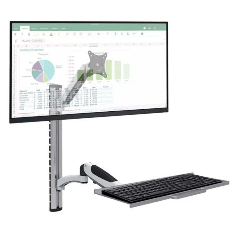 Techly ICA-PLW 02 monitoriaus laikiklis / stovas 68.6 cm (27 colių) sieninis sidabrinis