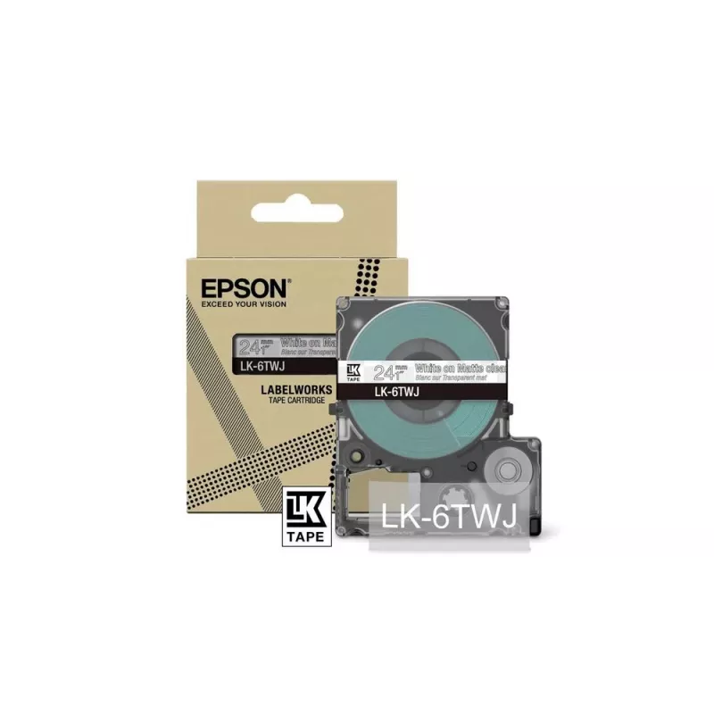 Etikečių juostelė Epson LK-6TWJ permatoma balta terminio perkėlimo 2,4 cm