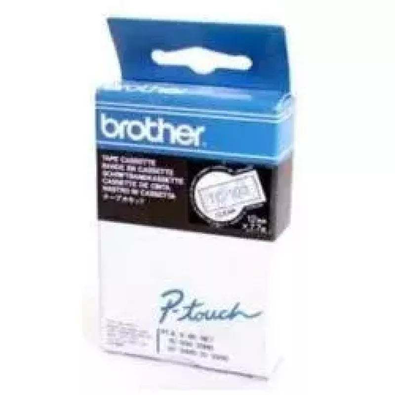 Brother TC-103 juostelė, skirta etikečių gamybai Mėlyna ant skaidraus